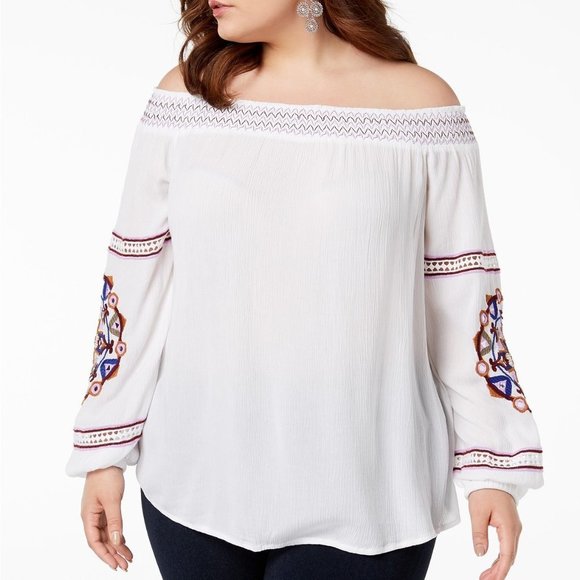 INC International Concepts Tops - INC Off the Shoulder Embroidered Blouse Size XL